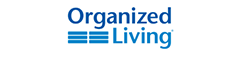 A blue and white logo for organization living.
